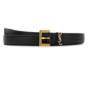 Saint Laurent Black Belt with Gold YSL Buckle
